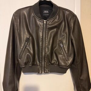 Zara Women's Dark Brown Bomber Jacket